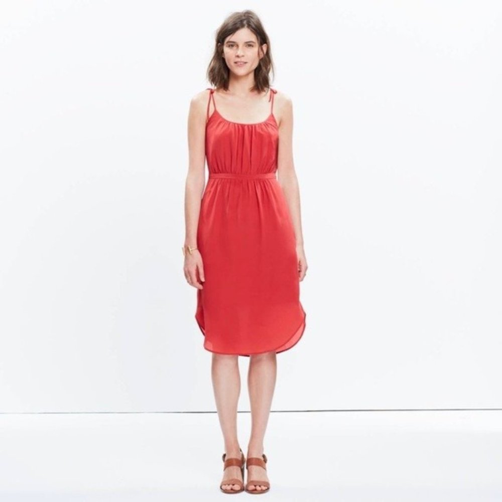 NEW Madewell Silk Skyway Coral Cami Dress 0